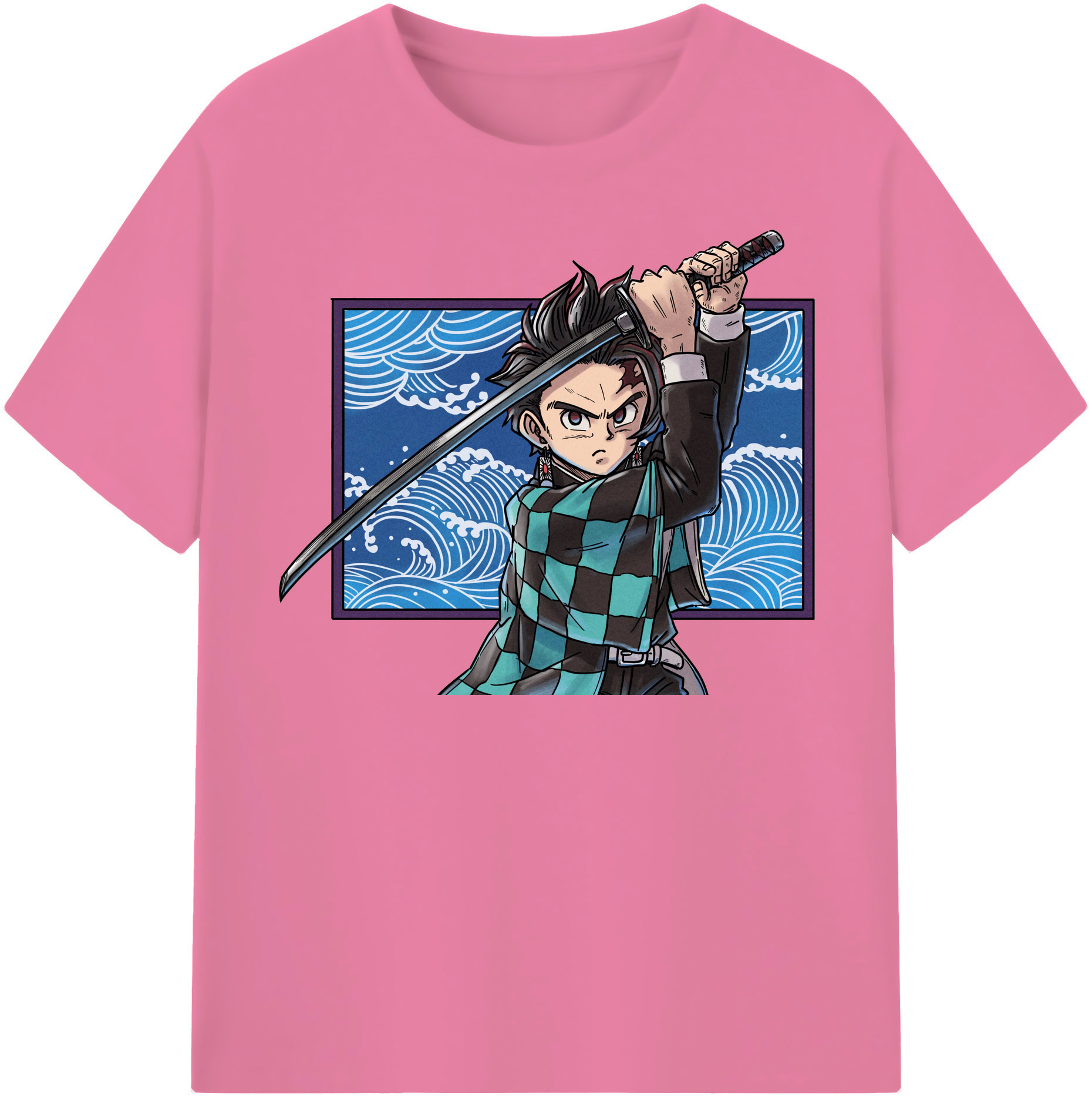 （画像用） 鬼滅の刃 竈門 炭治郎／かまど たんじろう Kamado Tanjirou 綿100％半袖Tシャツ（フロントプリント）